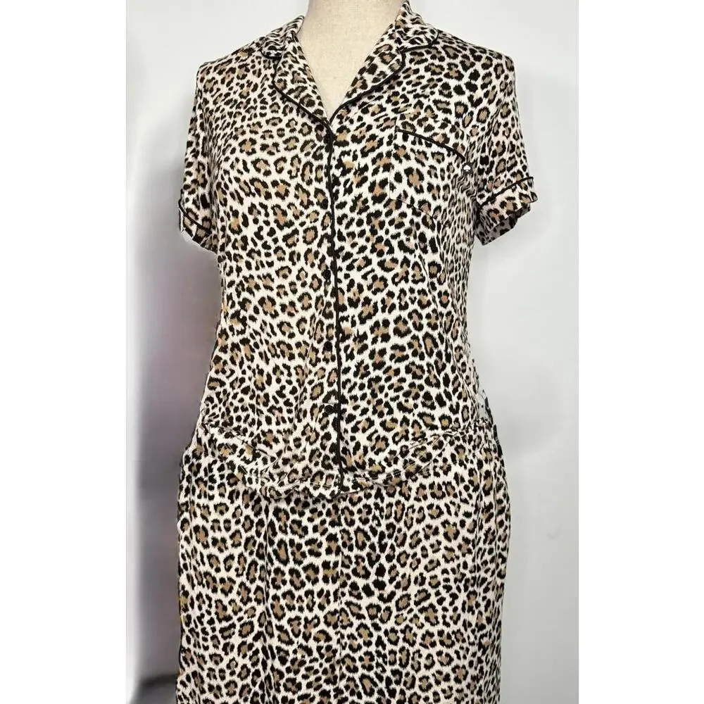 NWOT - Kate Spade New York Animal Print Short Sleeve Cropped Pajama Set XL - Picture 2 of 8